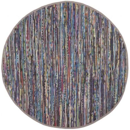 Safavieh 3 x 3 ft. Rag Rug Bohemian Flat Weave Round Rug; Rust & Multi Color RAR121E-3R